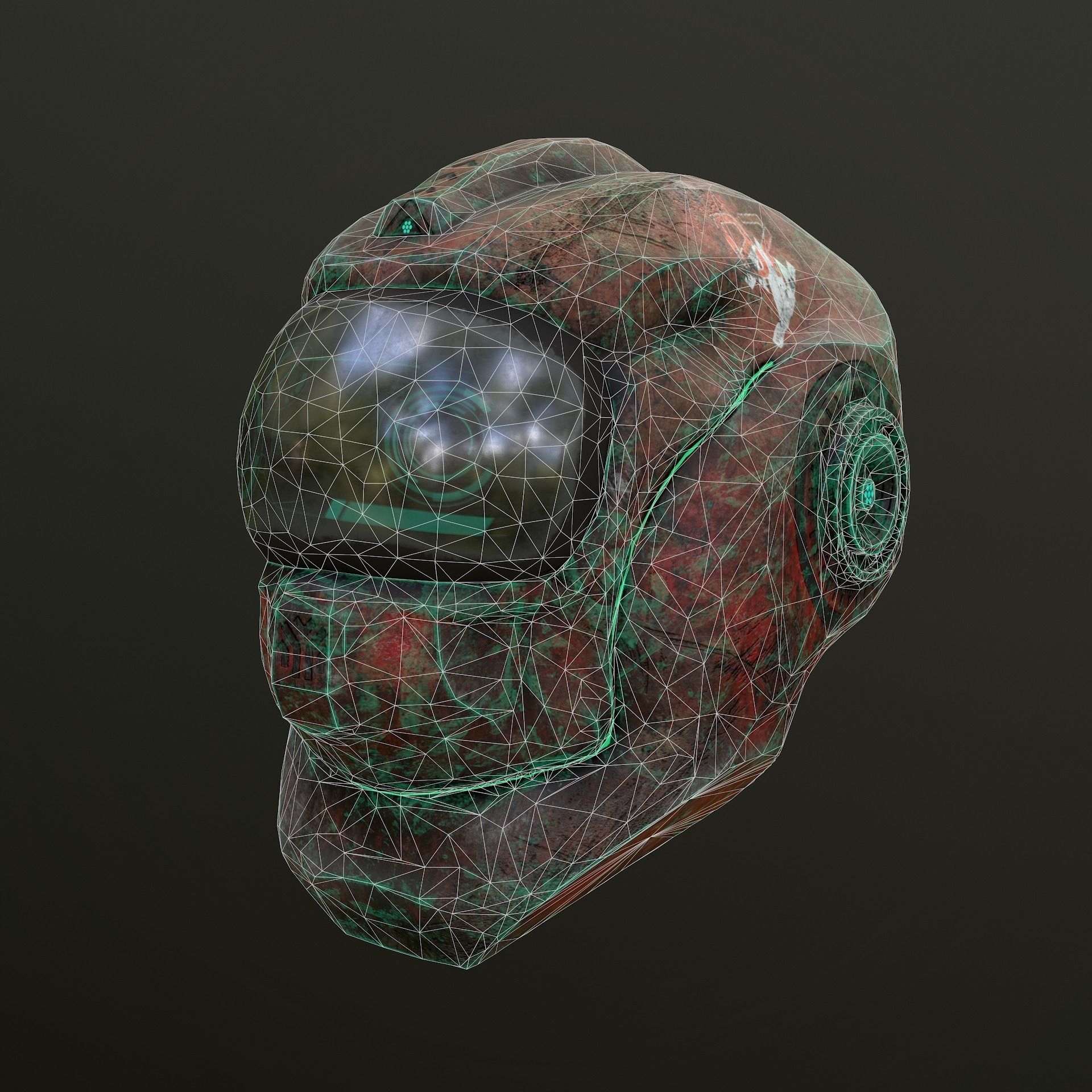 Sci-Fi Alien Helmet Low-poly 3D model_9