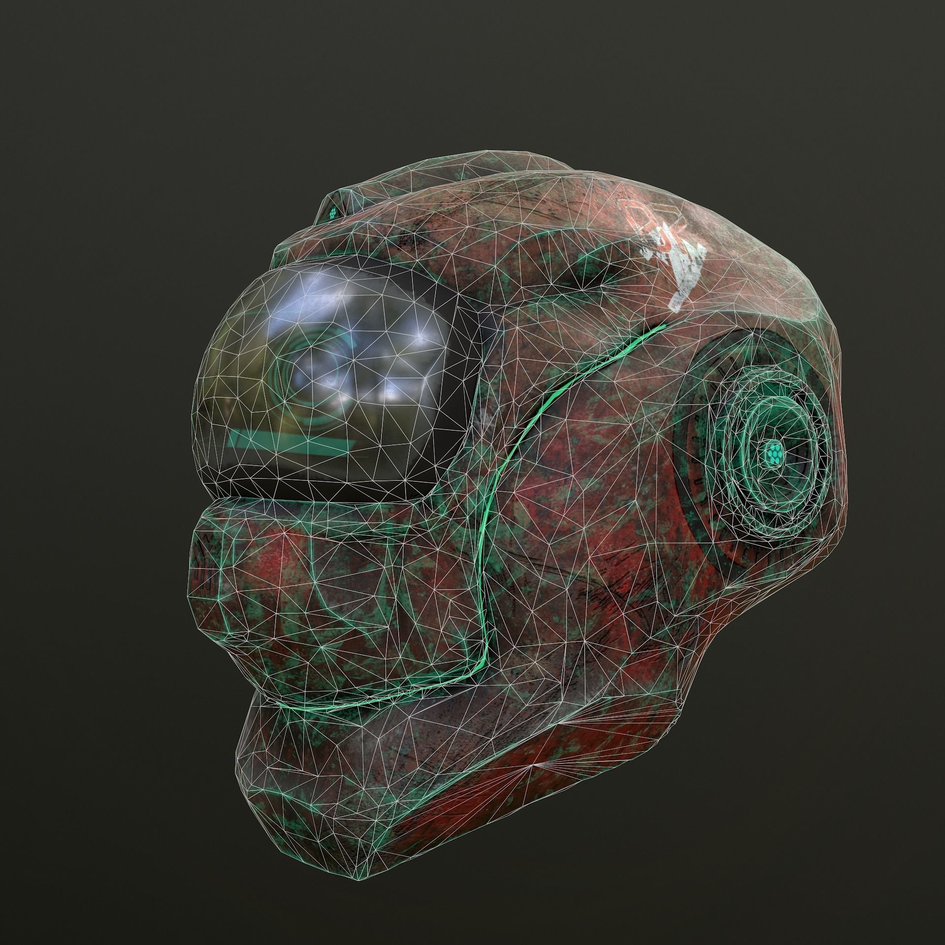 Sci-Fi Alien Helmet Low-poly 3D model_11