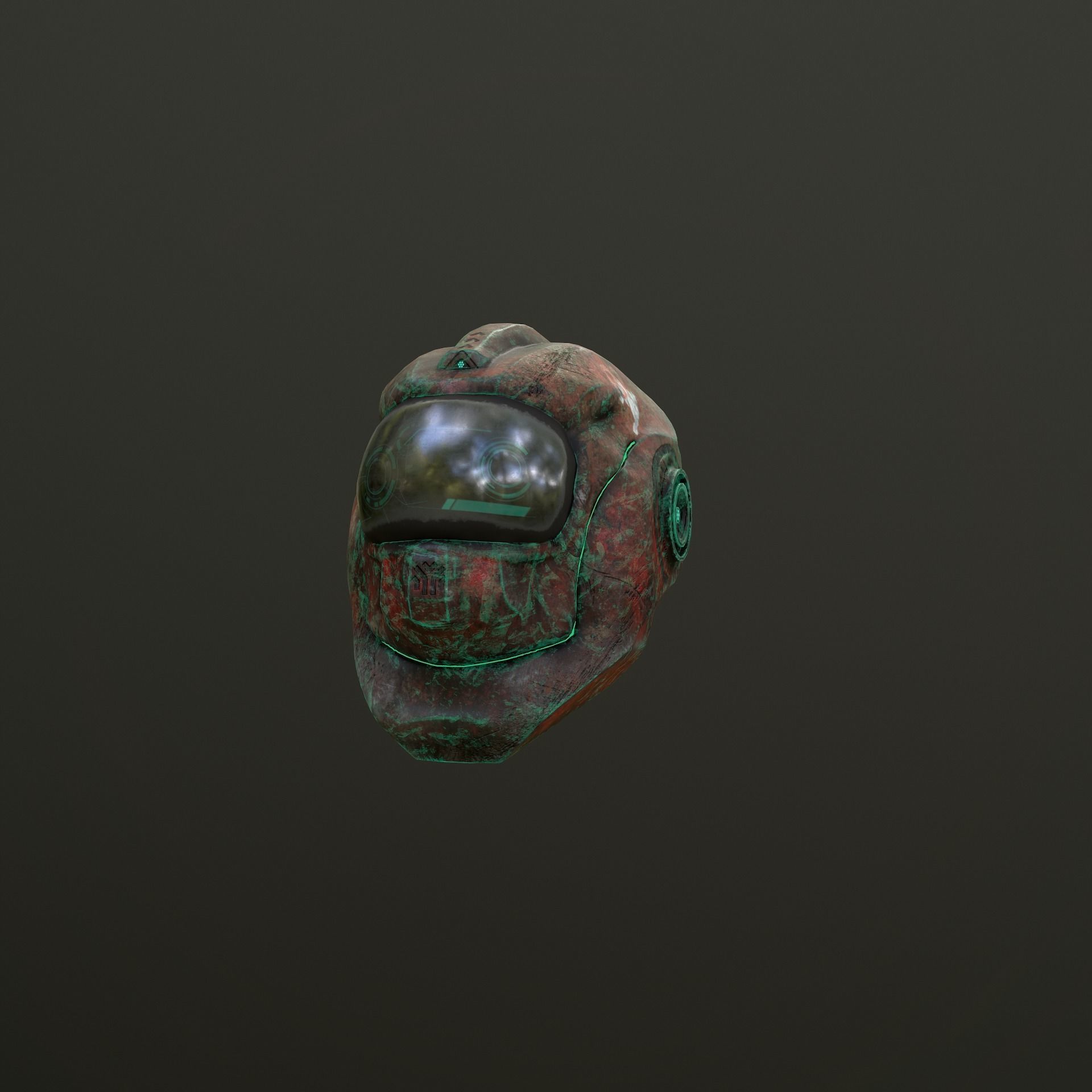 Sci-Fi Alien Helmet Low-poly 3D model_8