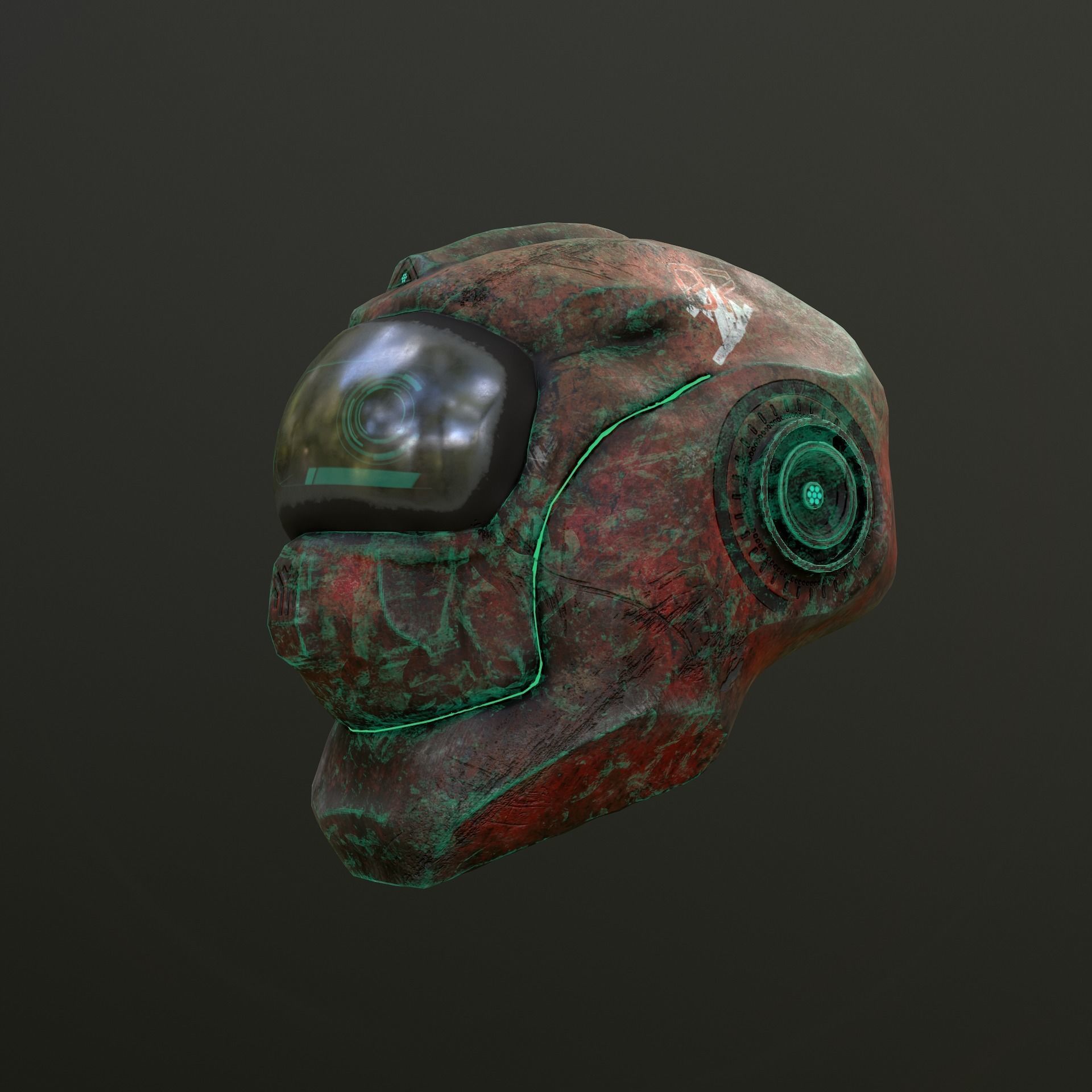 Sci-Fi Alien Helmet Low-poly 3D model_2