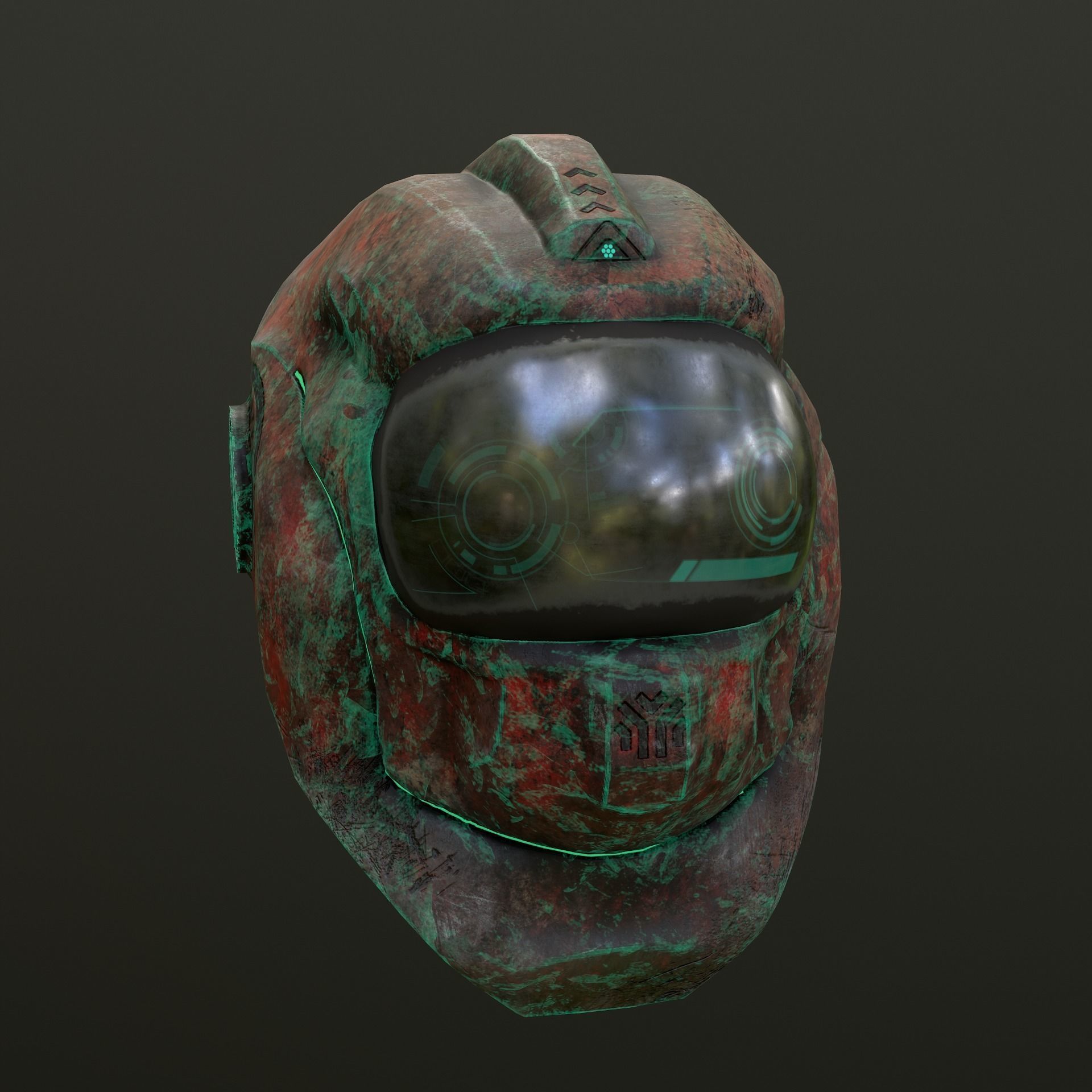 Sci-Fi Alien Helmet Low-poly 3D model_6