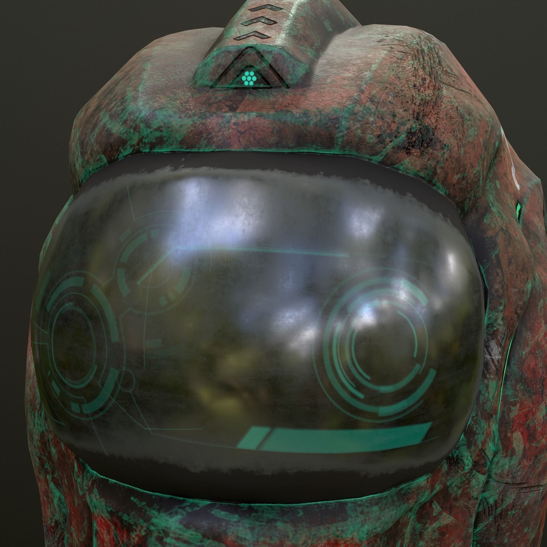 Sci-Fi Alien Helmet Low-poly 3D model_7