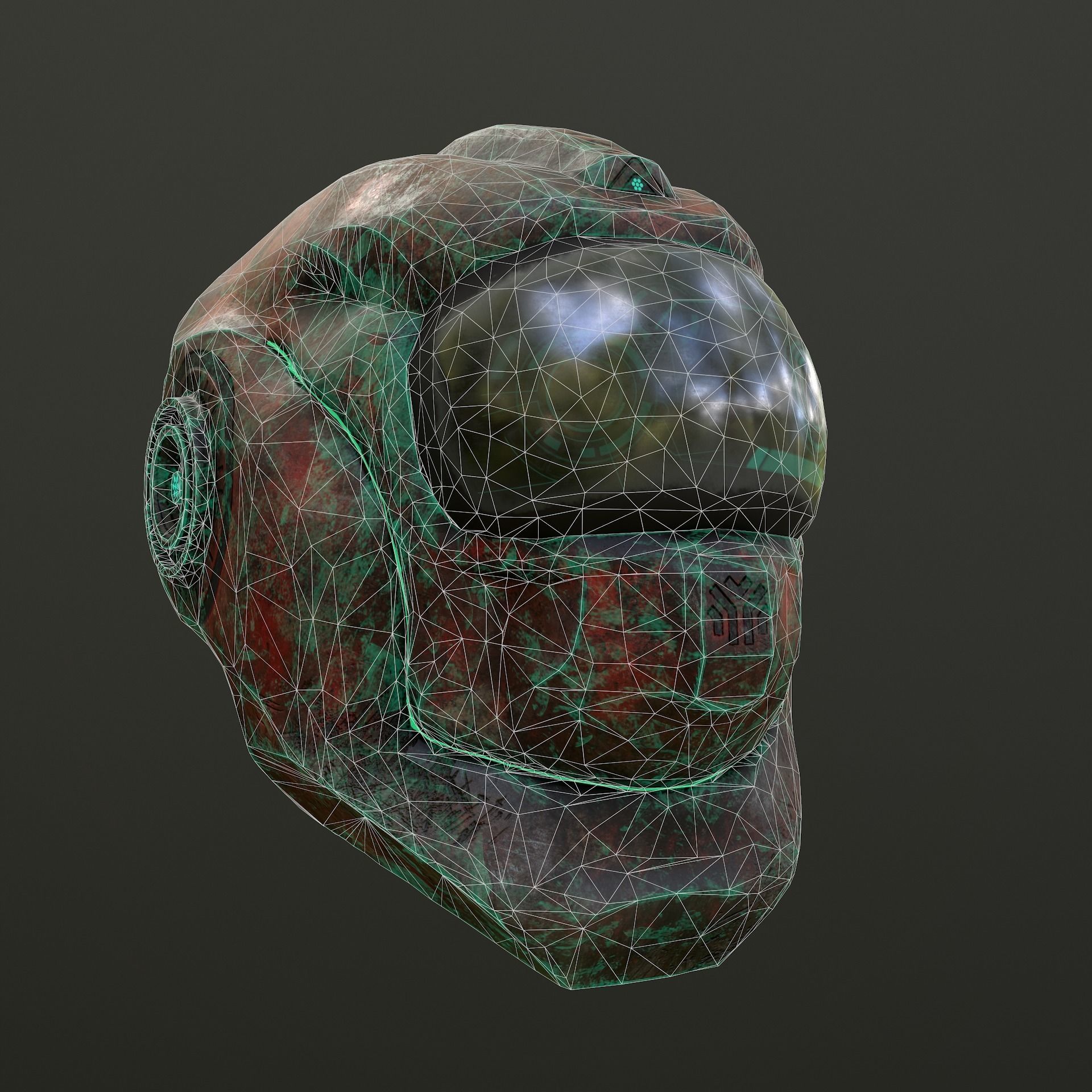Sci-Fi Alien Helmet Low-poly 3D model_10