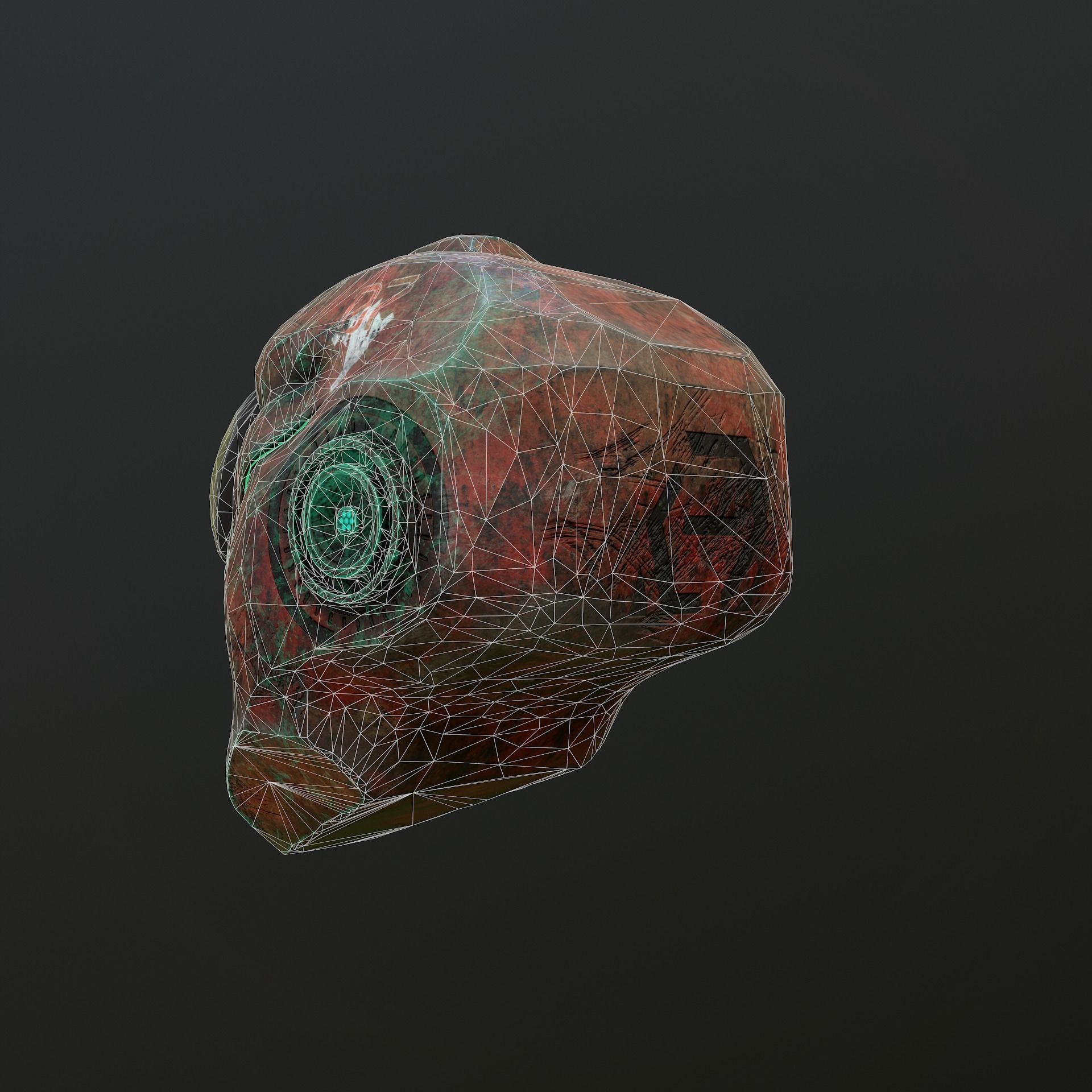 Sci-Fi Alien Helmet Low-poly 3D model_13