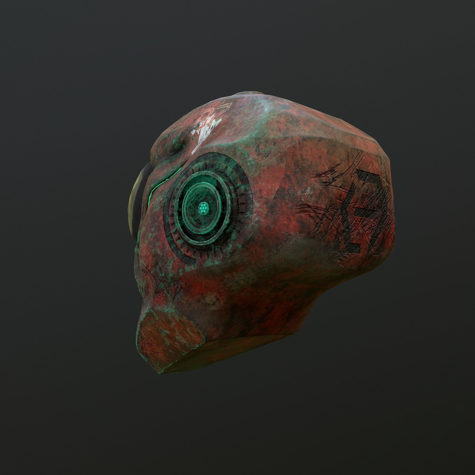 Sci-Fi Alien Helmet Low-poly 3D model_3