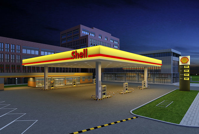 shell gas station 3D model