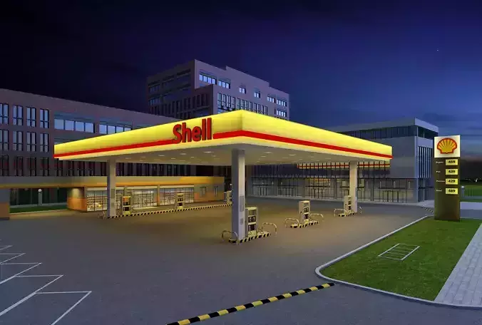 shell gas station 3D model