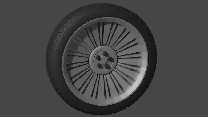 high poly car wheel