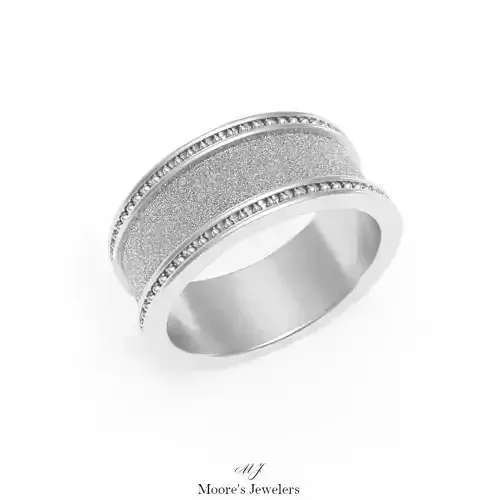 Mans Beaded and Textured Wedding Band 3d Model