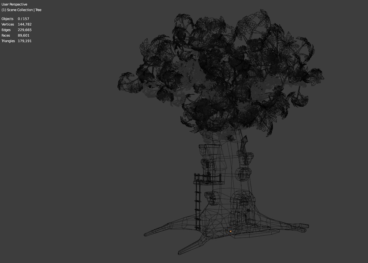 Tree House Low-poly 3D model_4