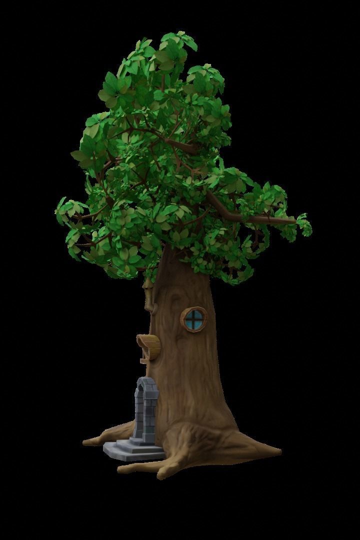 Tree House Low-poly 3D model_2