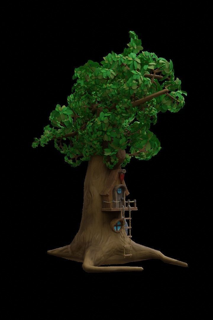 Tree House Low-poly 3D model_1