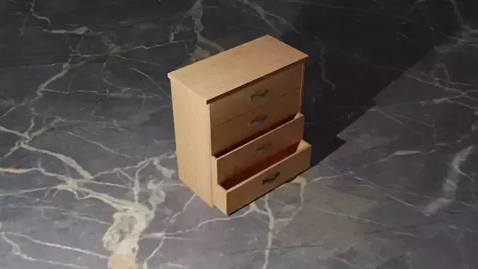 3d model wooden chest of drawers