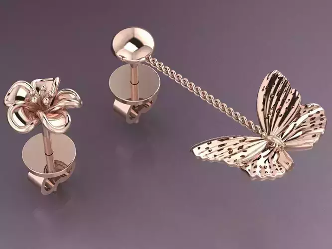 butterfly and flower earrings