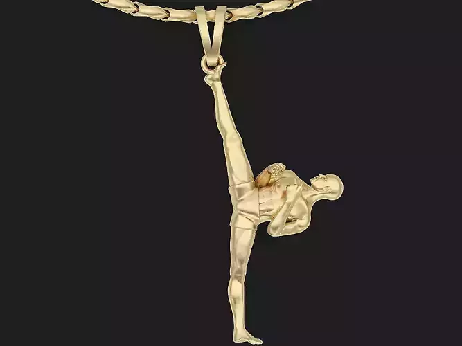 Karate man pendant Sculpture jewelry gold