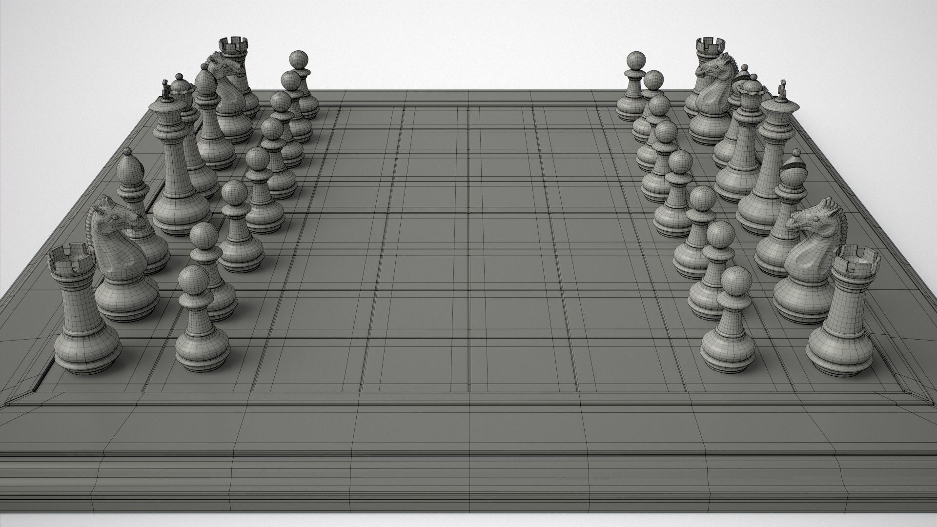 Wooden Chess Set Low-poly 3D model_7