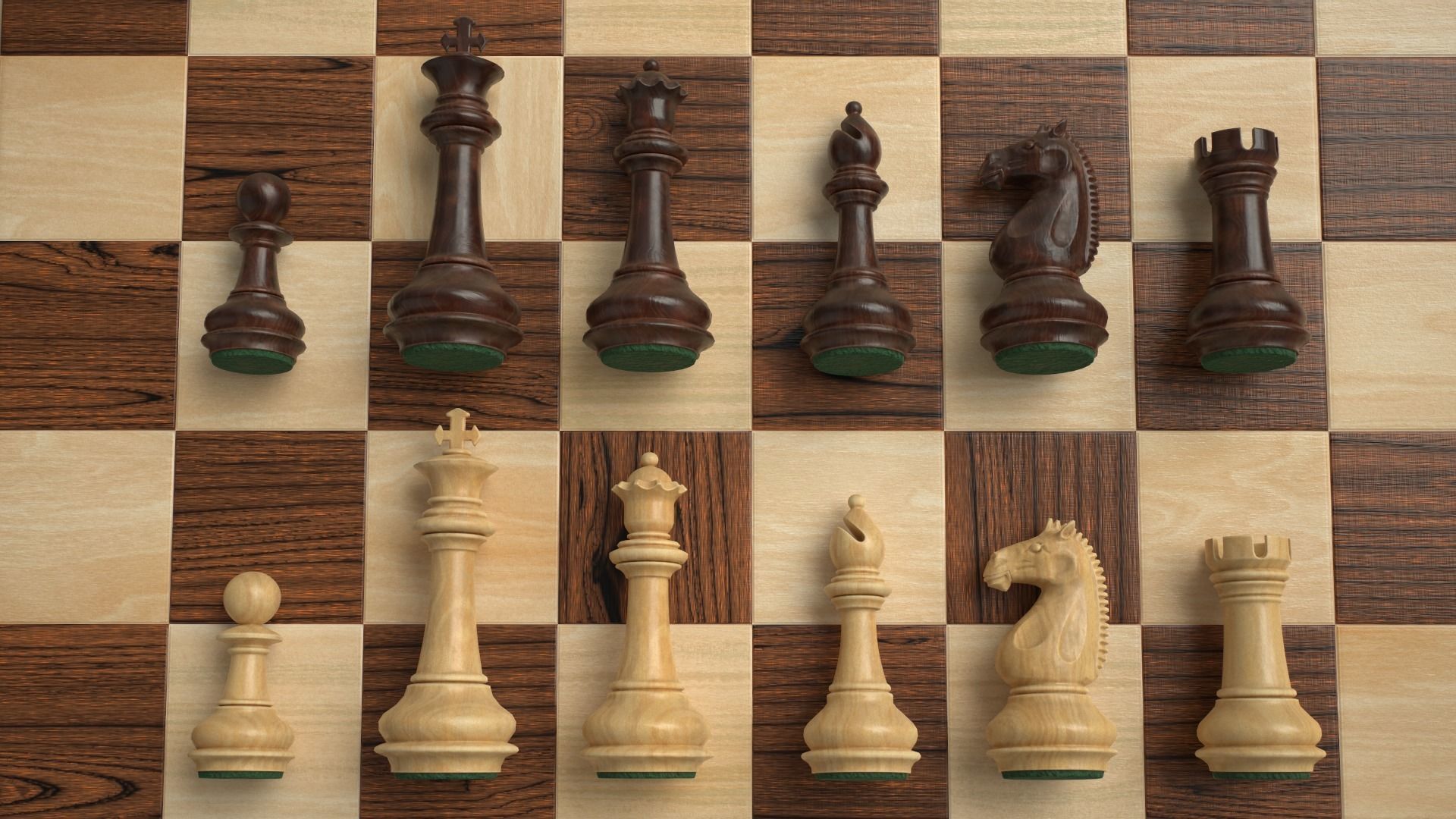 Wooden Chess Set Low-poly 3D model_8