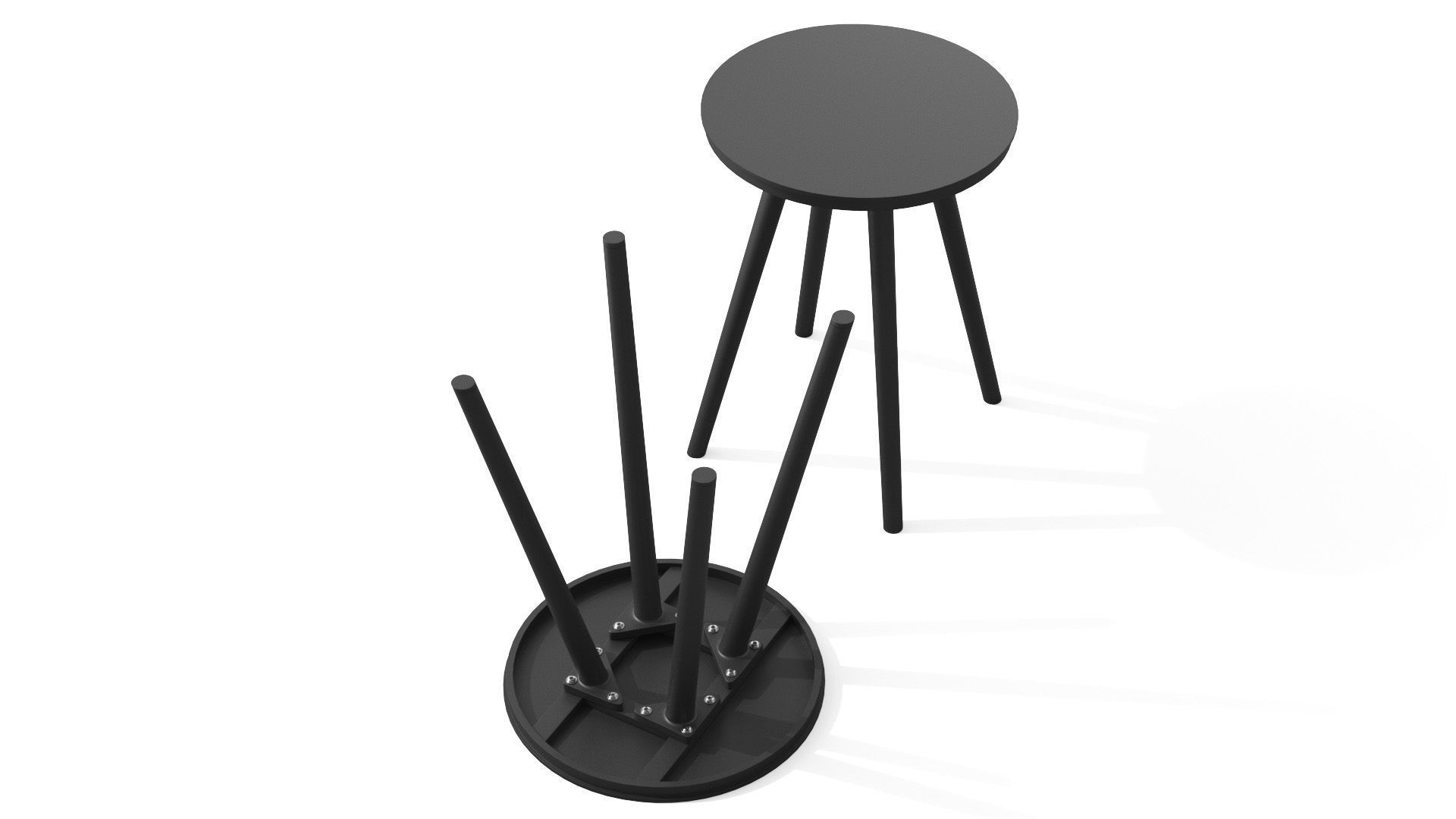 Halden Dark Charcoal Round Side Table Low-poly 3D model_4