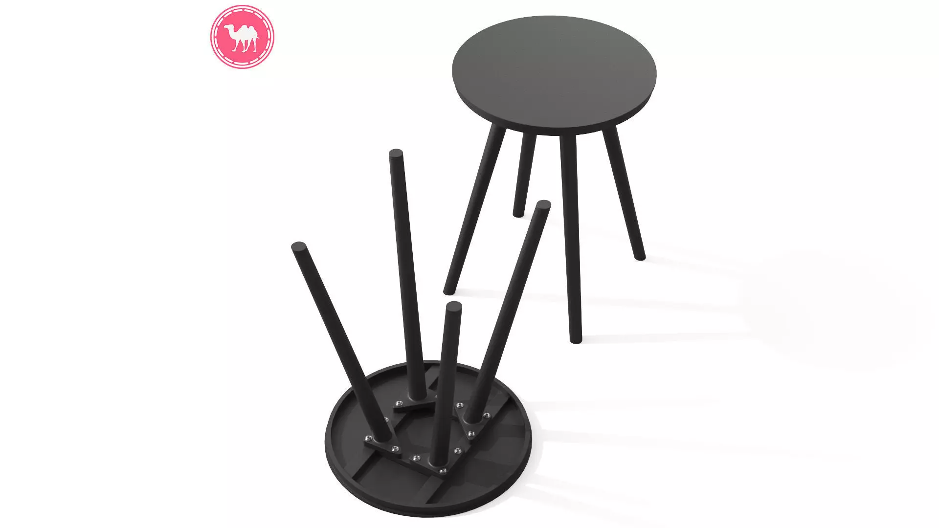 Halden Dark Charcoal Round Side Table Low-poly 3D model_0