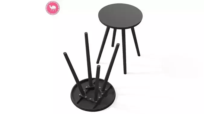 Halden Dark Charcoal Round Side Table Low-poly 3D model