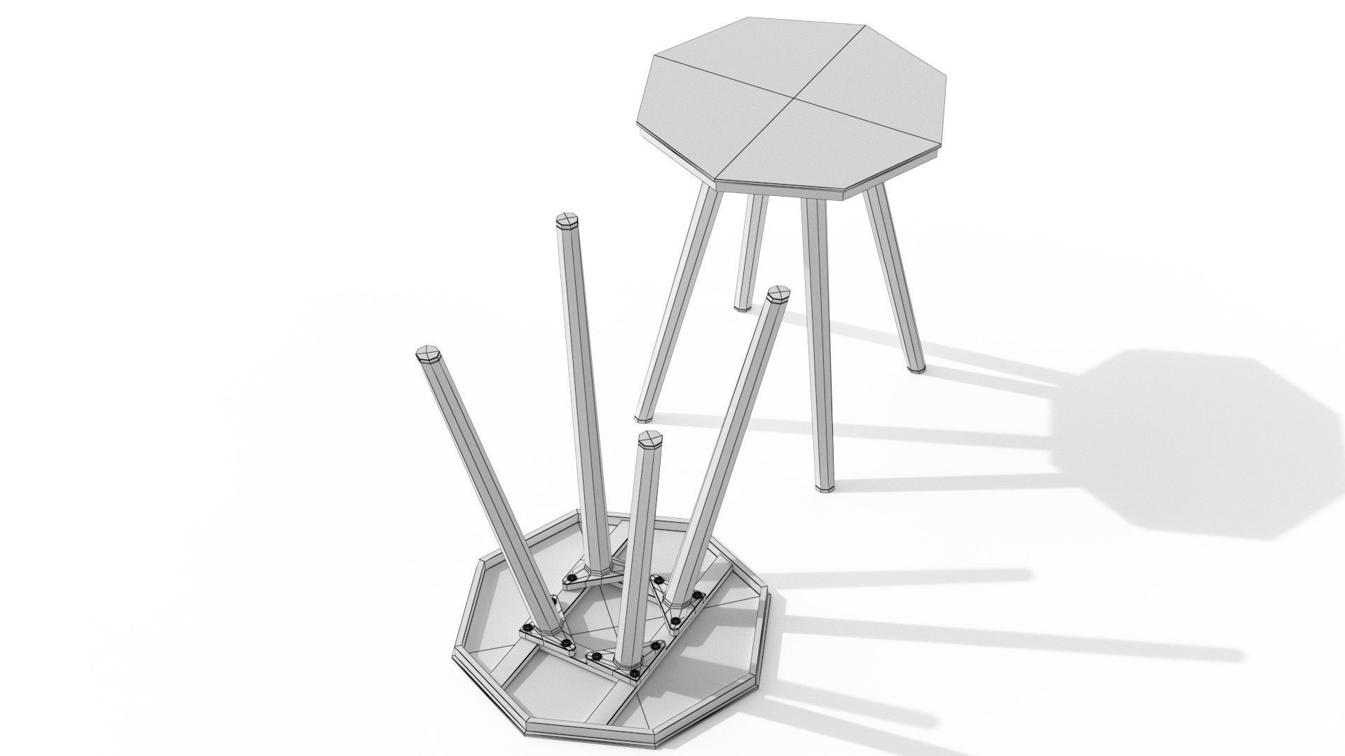 Halden Dark Charcoal Round Side Table Low-poly 3D model_7