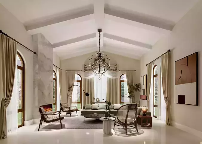 3D model of American living room