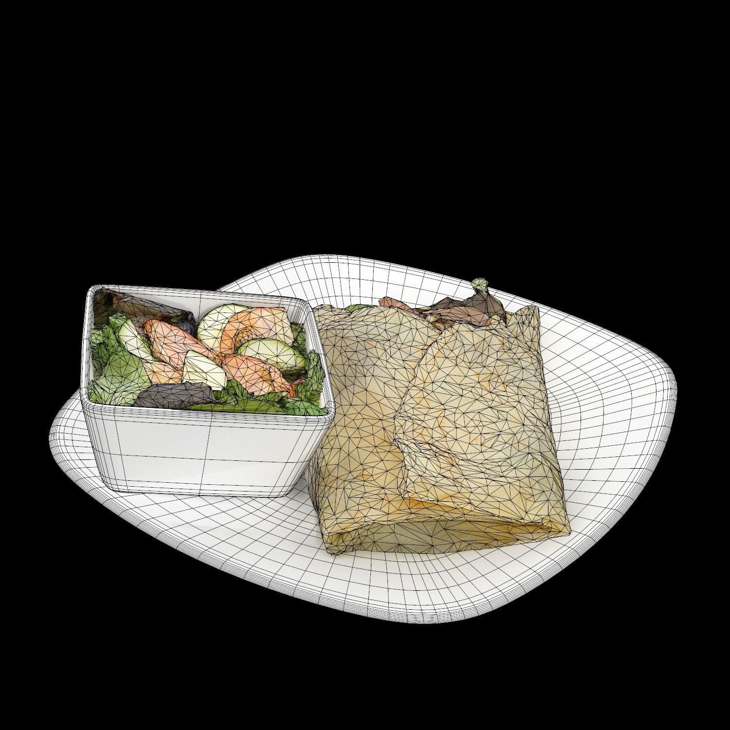 Prosciutto Provolone Low-poly 3D model_8