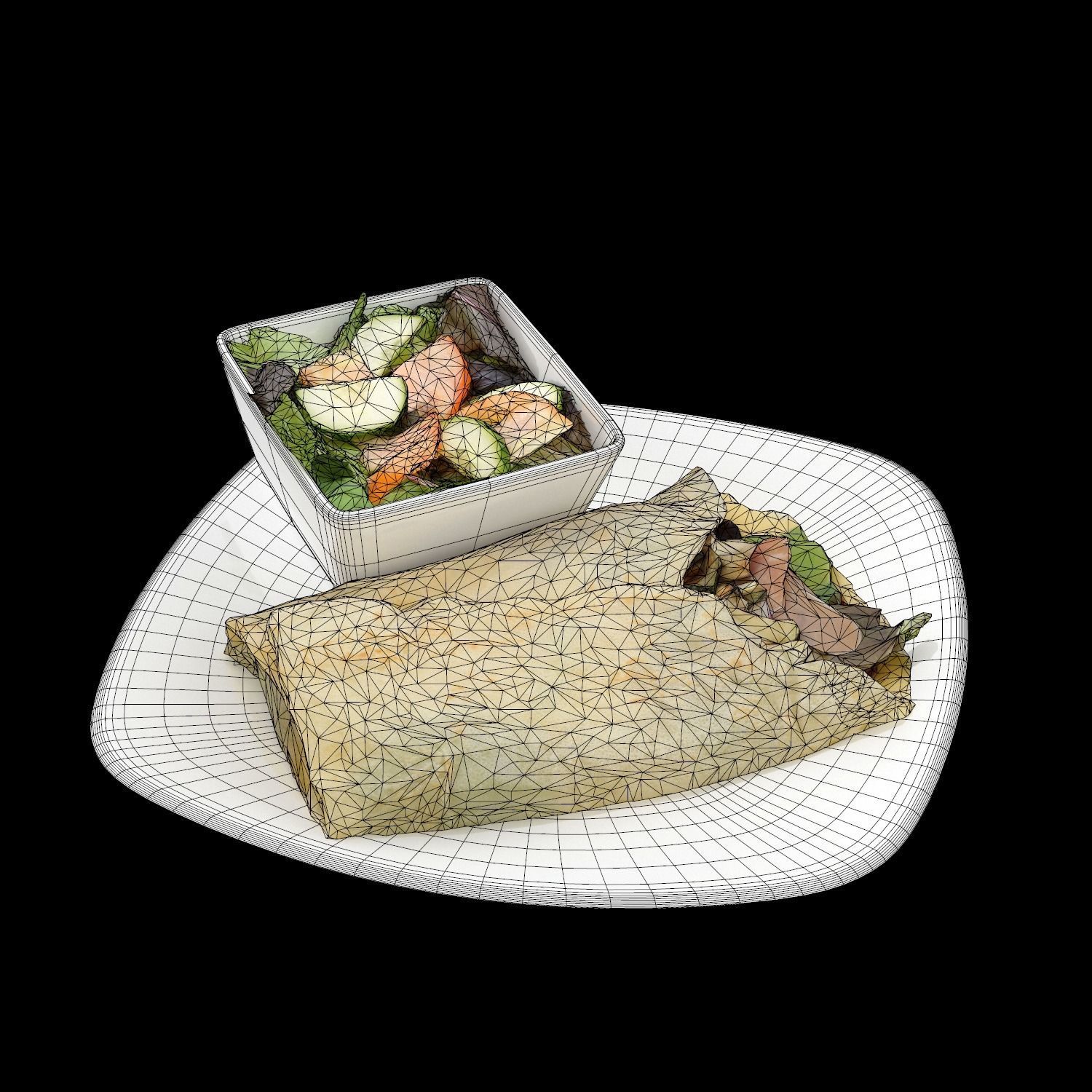 Prosciutto Provolone Low-poly 3D model_7