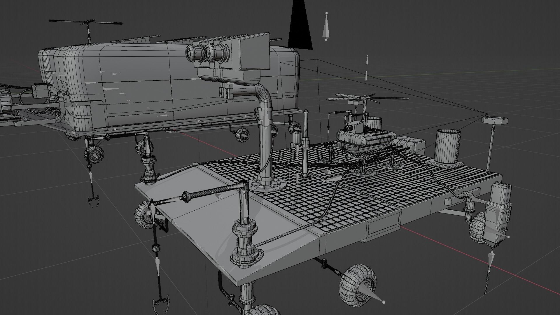 Mars Rover and vehicles Rigged Low-poly 3D model_8