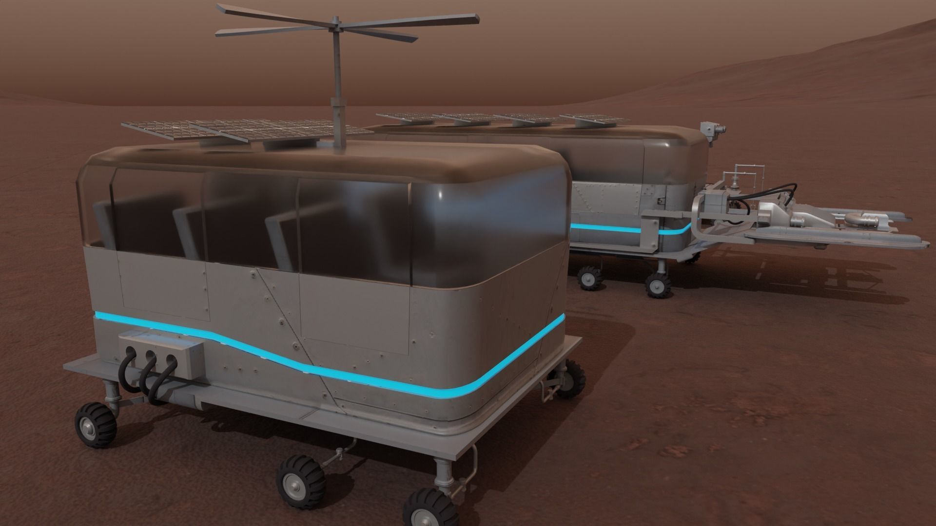 Mars Rover and vehicles Rigged Low-poly 3D model_12