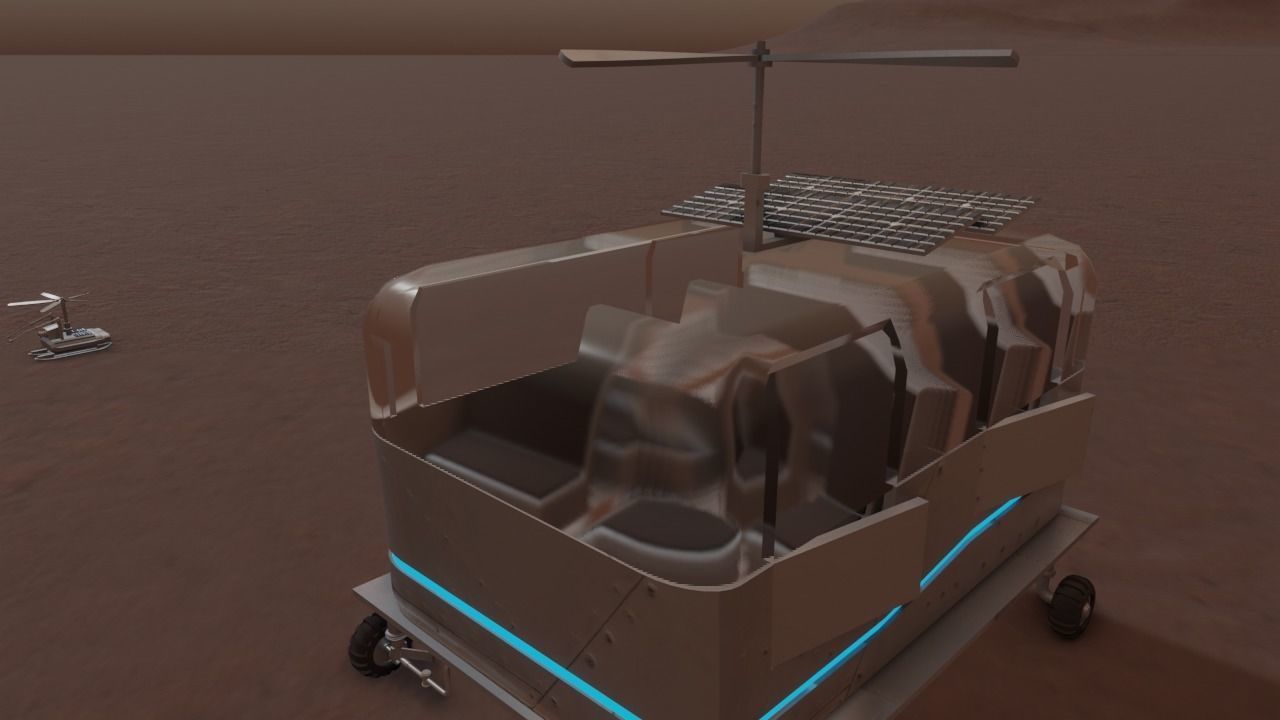 Mars Rover and vehicles Rigged Low-poly 3D model_30