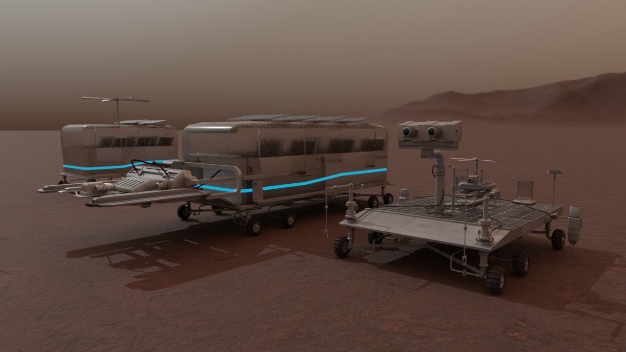 Mars Rover and vehicles Rigged Low-poly 3D model_2