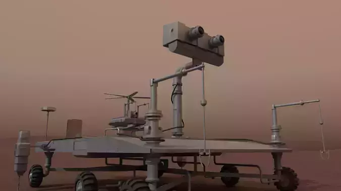 Mars Rover and vehicles Rigged Low-poly 3D model