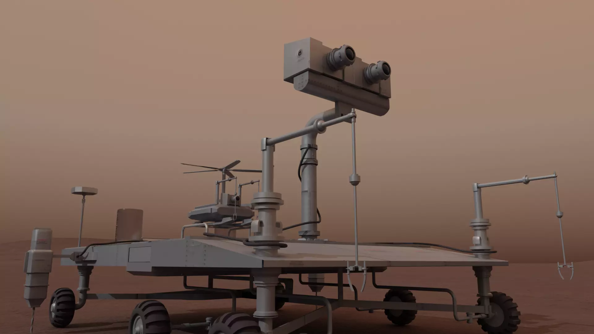 Mars Rover and vehicles Rigged Low-poly 3D model_0
