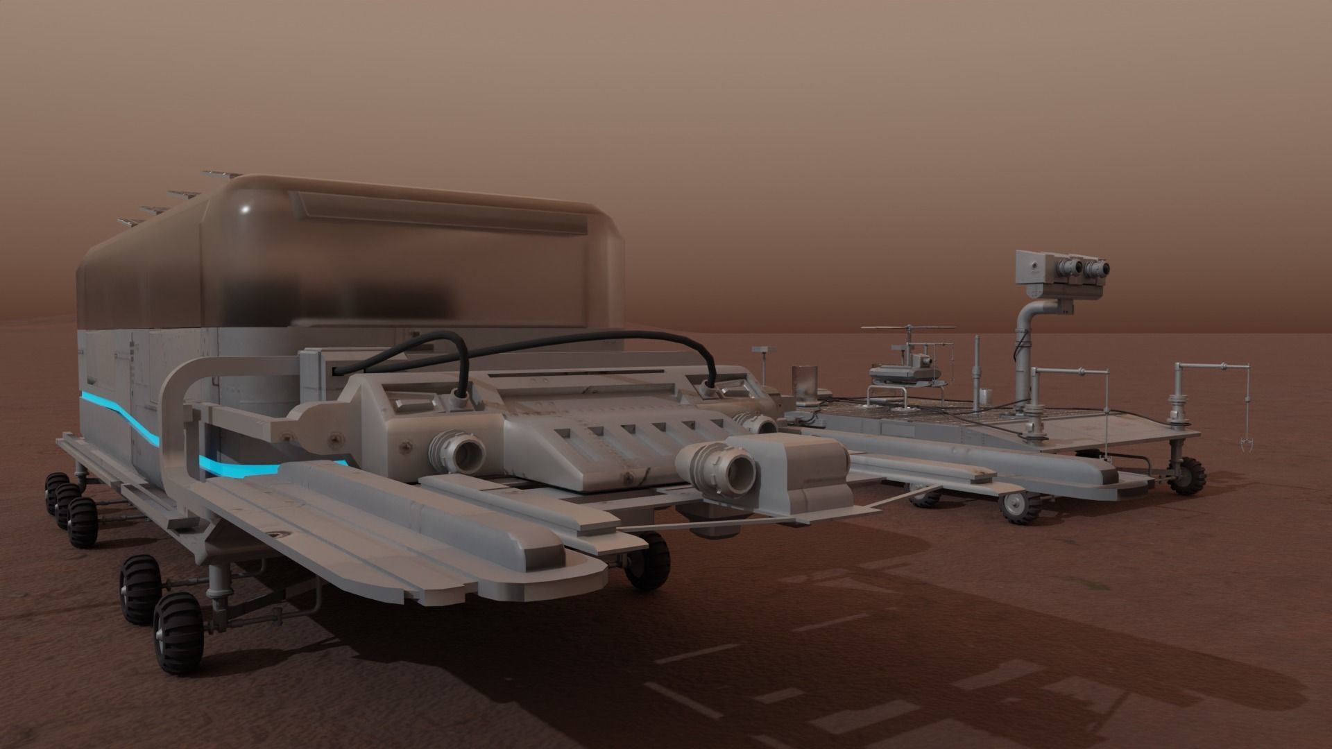 Mars Rover and vehicles Rigged Low-poly 3D model_3