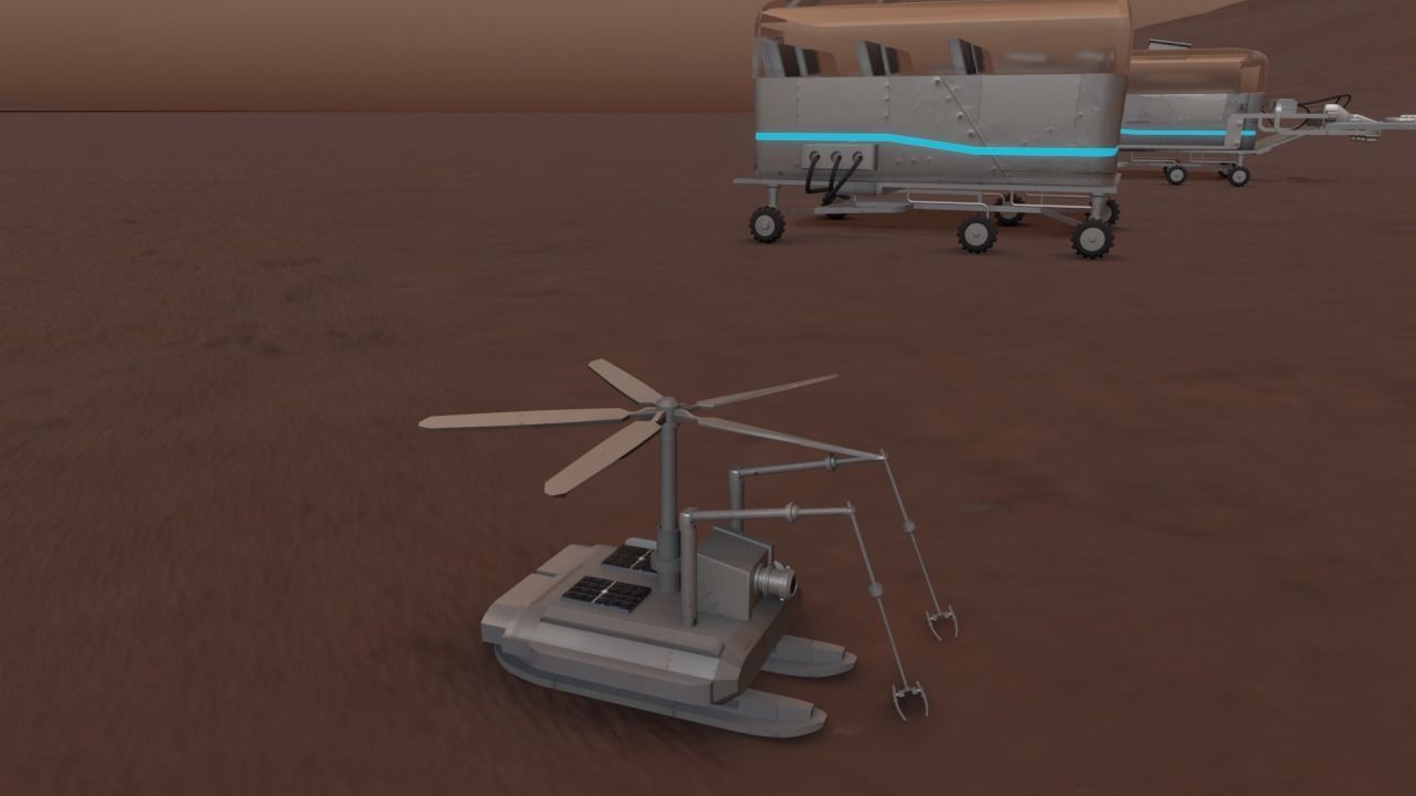 Mars Rover and vehicles Rigged Low-poly 3D model_28