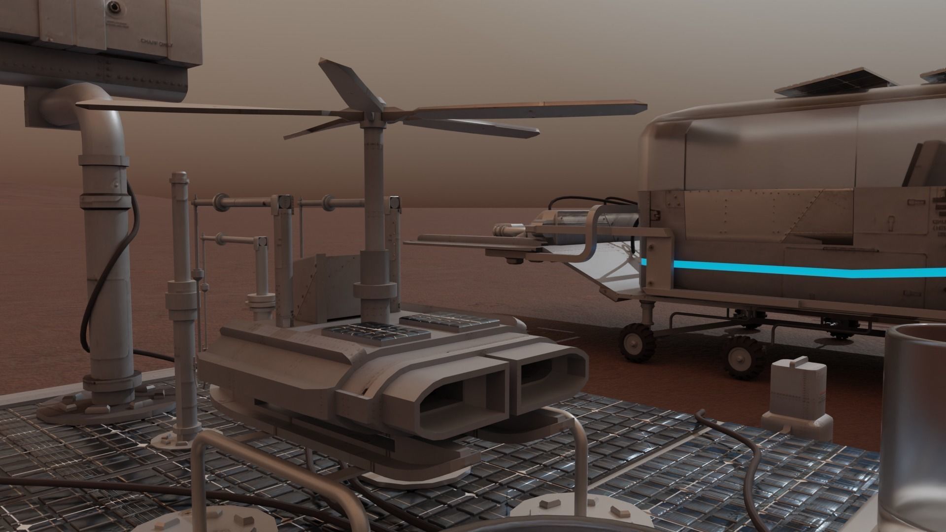 Mars Rover and vehicles Rigged Low-poly 3D model_9