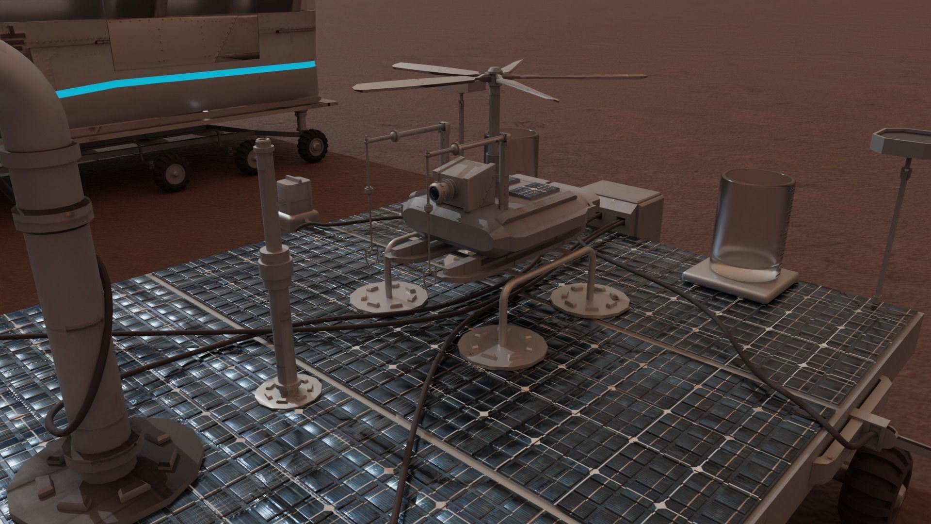 Mars Rover and vehicles Rigged Low-poly 3D model_4