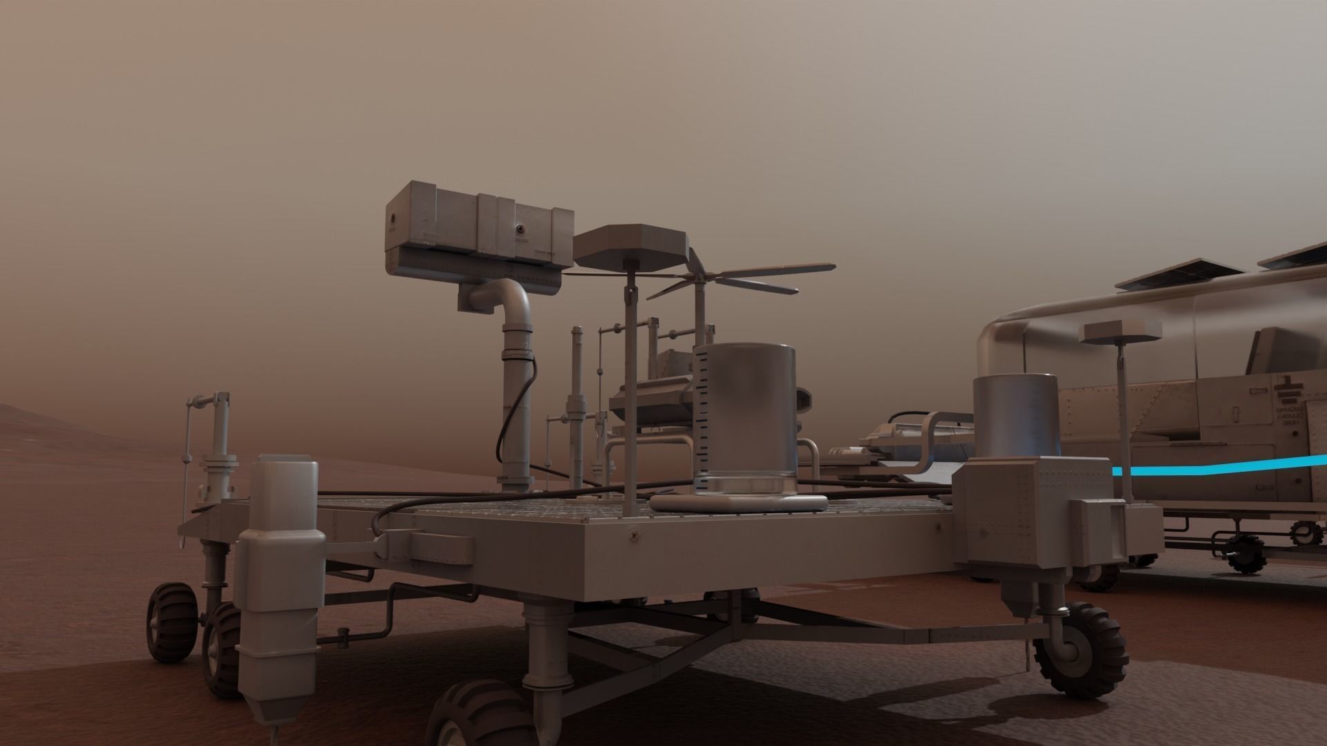 Mars Rover and vehicles Rigged Low-poly 3D model_5