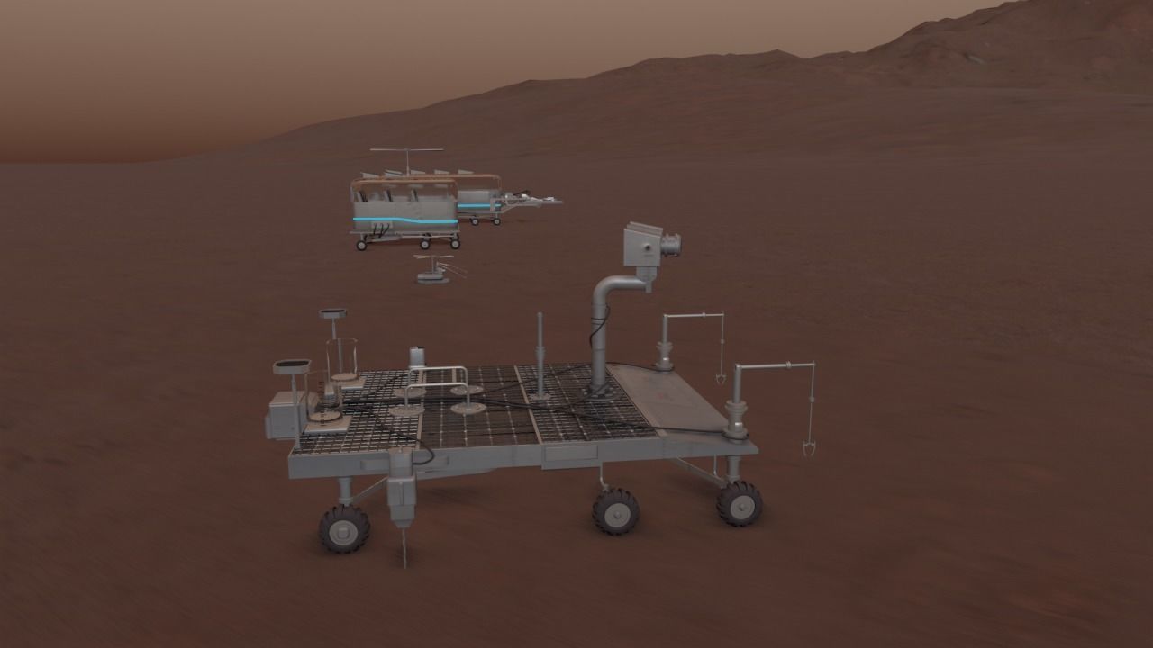 Mars Rover and vehicles Rigged Low-poly 3D model_32