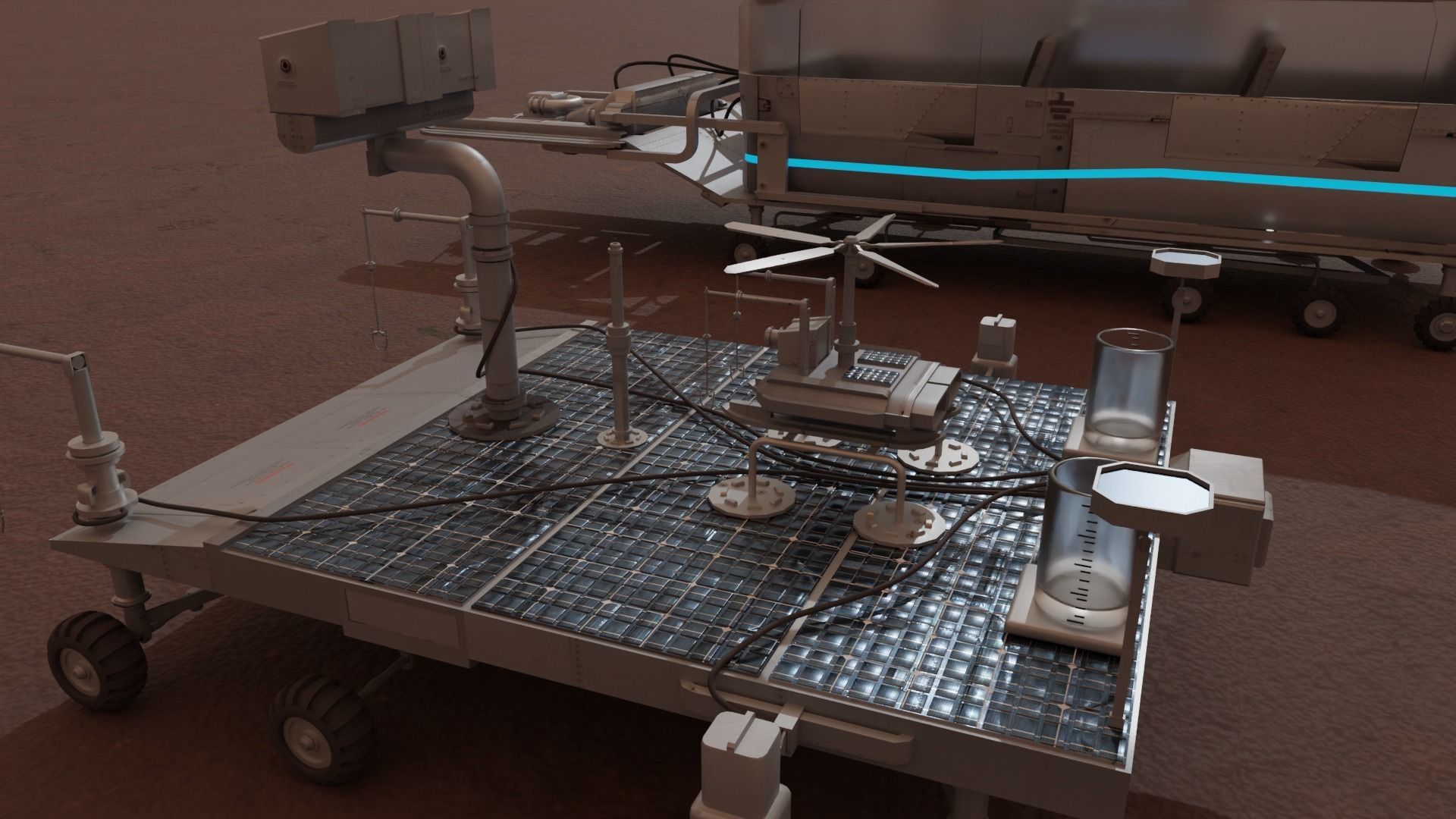 Mars Rover and vehicles Rigged Low-poly 3D model_6