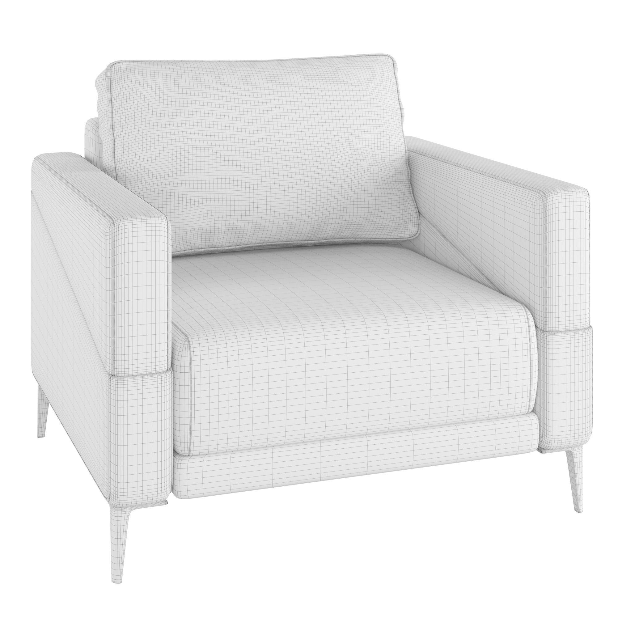 Homary-Upholstered Accent Chair 3D model_2