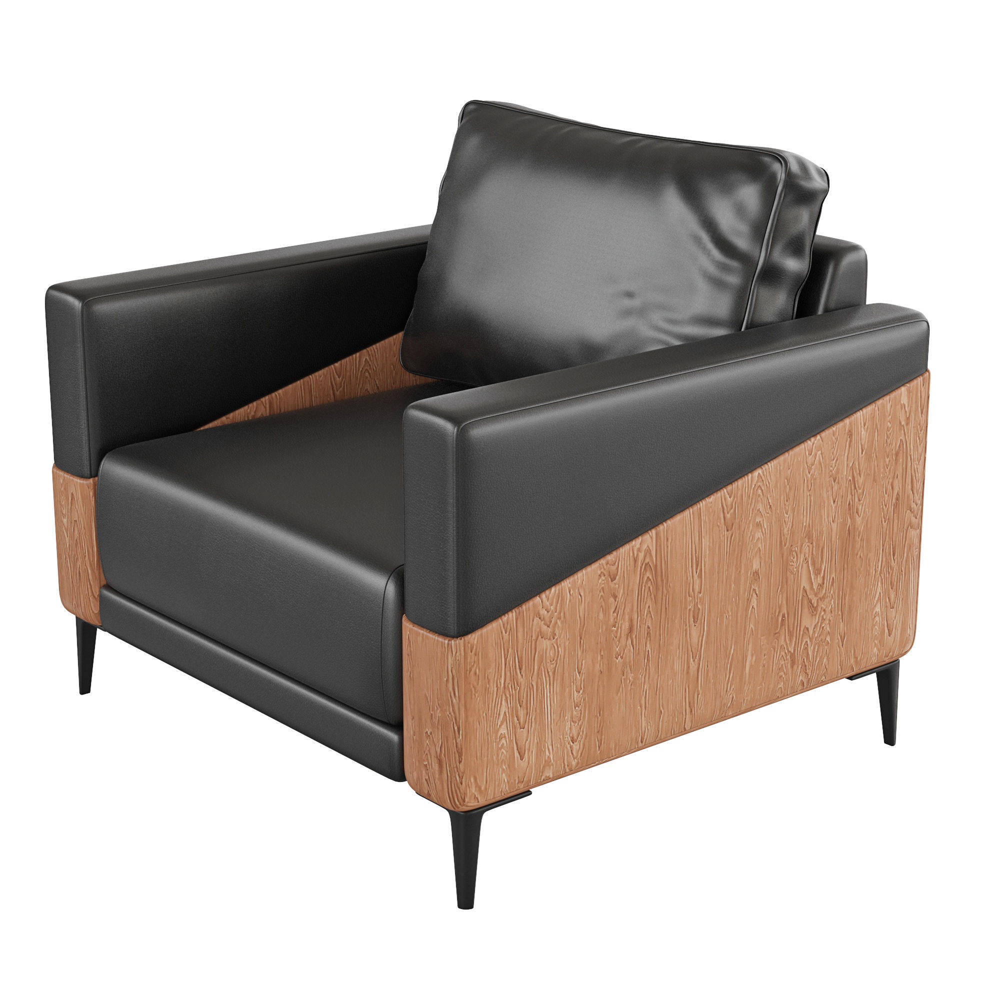 Homary-Upholstered Accent Chair 3D model_4