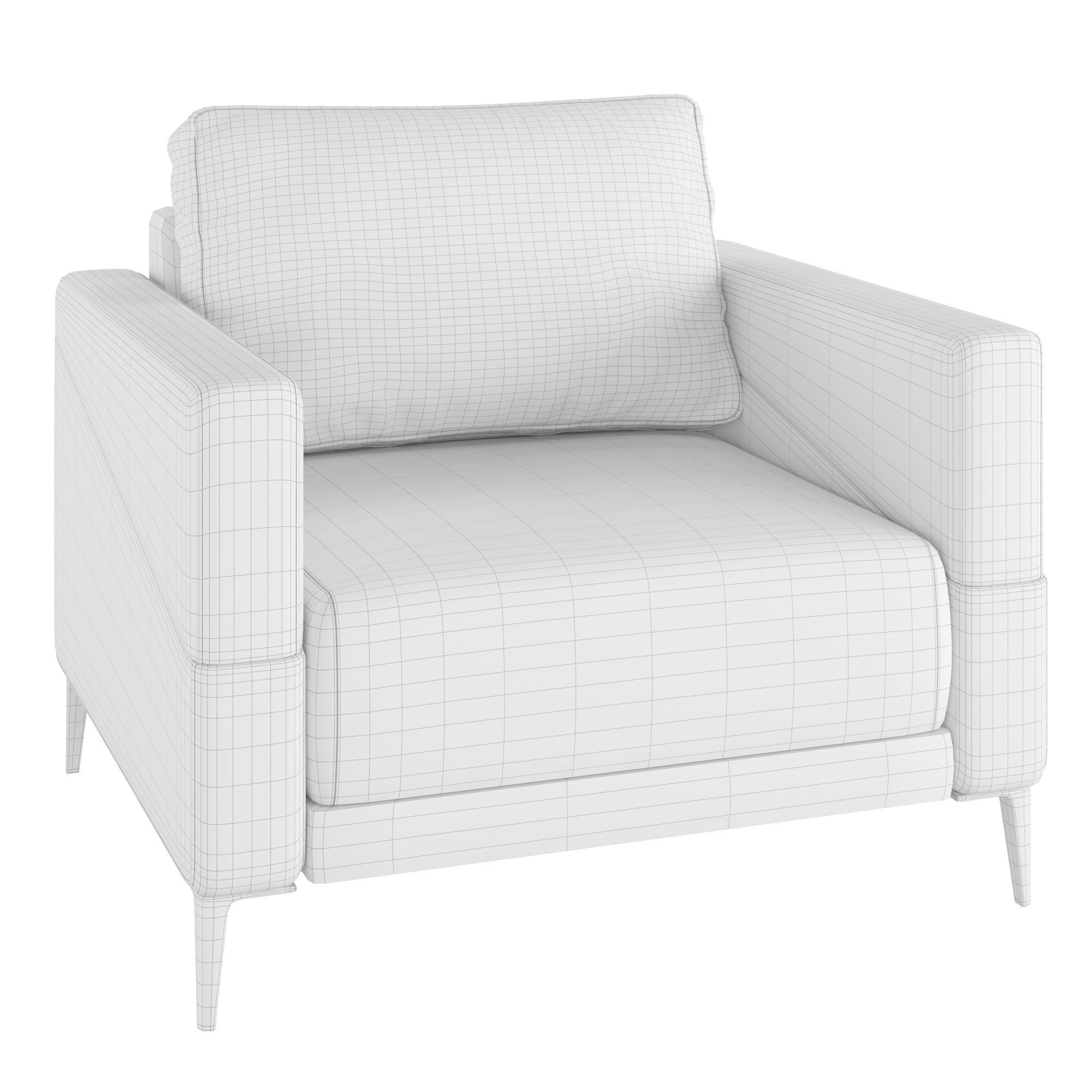 Homary-Upholstered Accent Chair 3D model_1