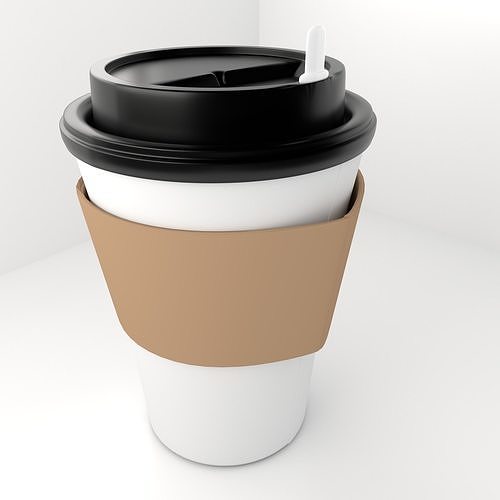 Large Paper Cup with Java Jacket and Stopper 3D model