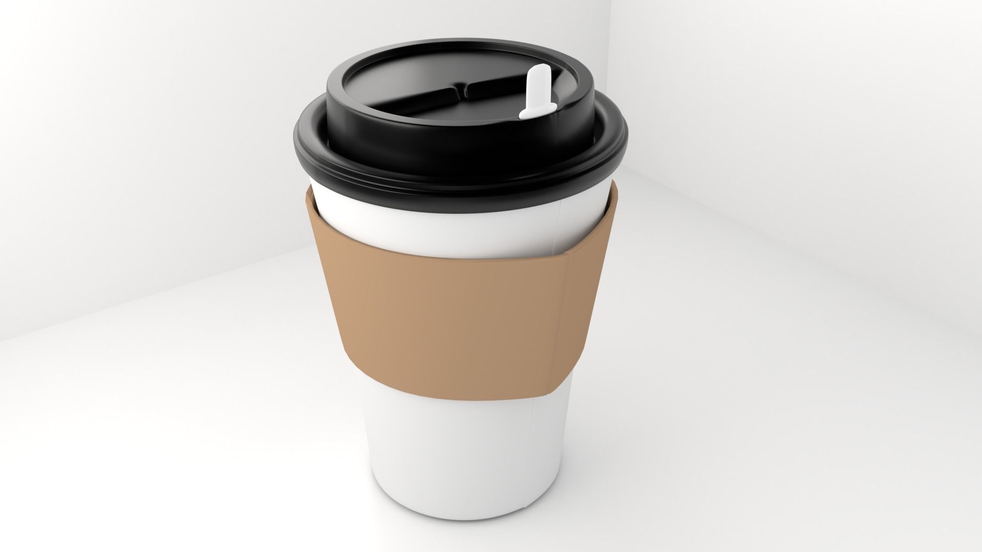 Large Paper Cup with Java Jacket and Stopper 3D model_1