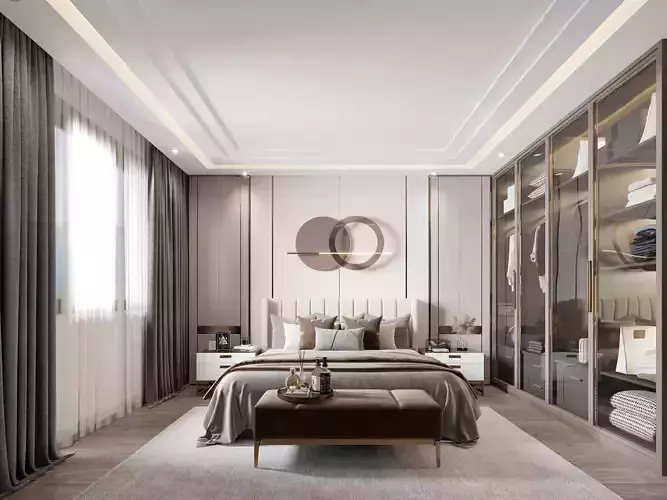  3D model of modern bedroom