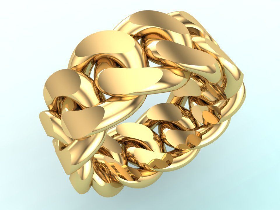 Chain ring - Miami Cuban ring - Link ring - Size 09 3D print model_1