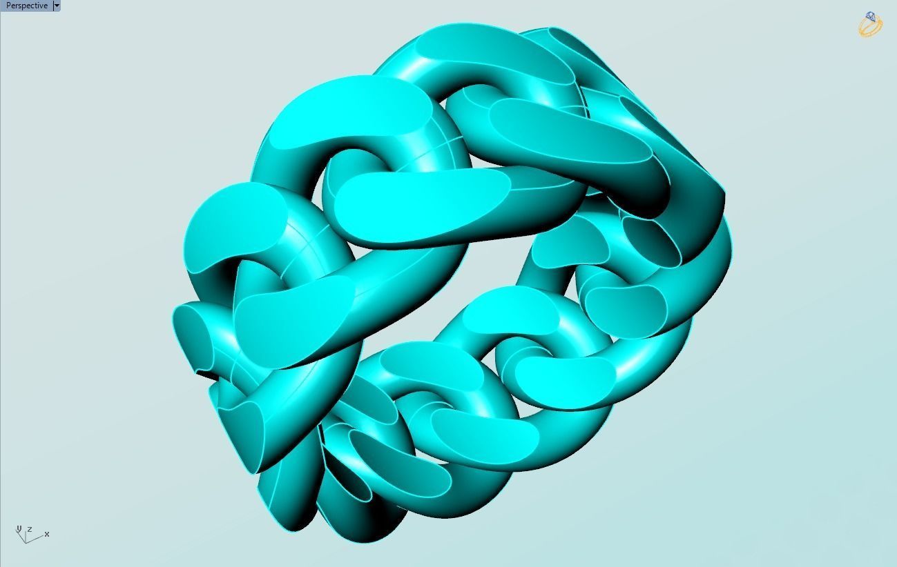 Chain ring - Miami Cuban ring - Link ring - Size 09 3D print model_12