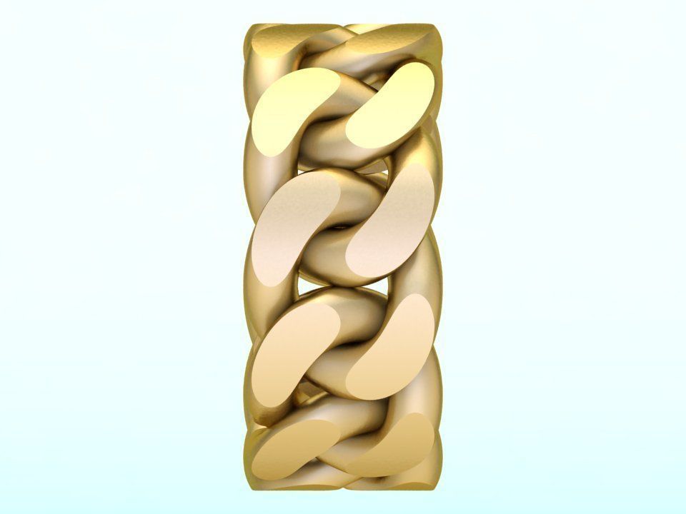 Chain ring - Miami Cuban ring - Link ring - Size 09 3D print model_3